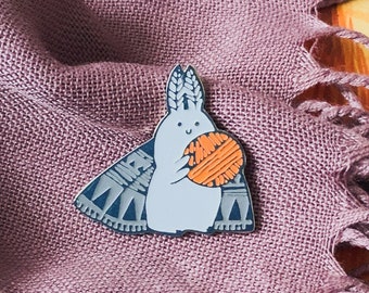 Grey Moth Enamel Pin: Knitting Ball Brooch, Tukoni Gift