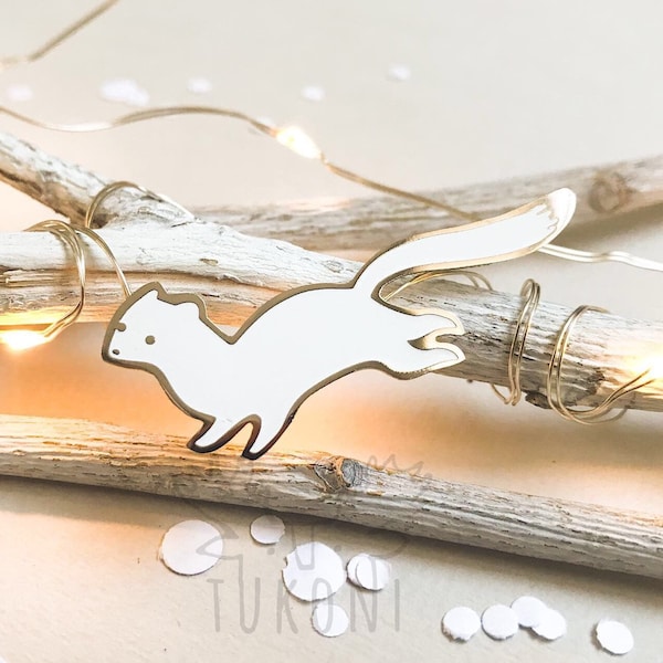 Ermine Enamel Pin • Weasel Pin • Ferret Pin • Cute Animal Pin - Minimalist Pin