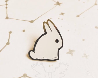 White Bunny Enamel Pin • Cute Rabbit Enamel Pin • Hare Enamel Pin • Minimalist Pin