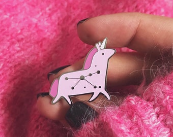 Unicorn Constellation Enamel Pin, Pink Unicorn Lapel Pin, Unicorn Brooch, Unicorn Lover Gift, Tukoni