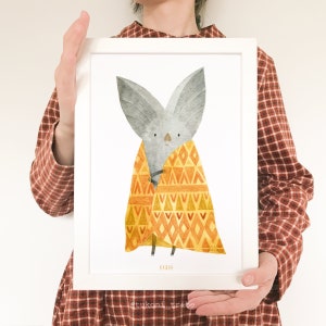 Herbst Tiere Illustration, süße Tierdrucke, gemütliche Kunstdruck, Hauswanddekor