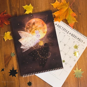 Old Wall Calendar 2022, Moon Moth Calendar 2022, Monthly Wall Planner 2022, Illustrated Calendar A4, New Year Gift, Tukoni