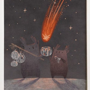 Ein Komet Sternbild Nachthimmel Poster für Kinder Illustration Sternschnuppe Weihnachten Sternbild Sternschnuppe für Mädchen und Jungen Bild