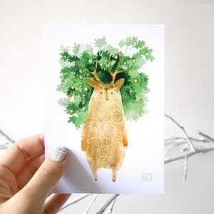 Oak Tukoni Postcard, Watercolor Illustration Postcard, Greeting card, Oak Tree, Woodland, Cute Postcard Gifts