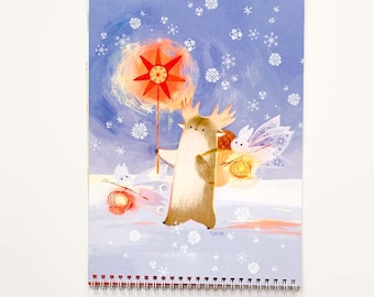 Grande calendario da parete 2026, calendario A3 2026, planner mensile 2026, planner 2026, calendario artistico, regalo di Natale, Tukoni