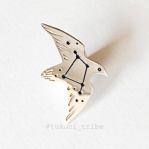 Raven Enamel Pin, Crow Enamel Pin, Corvus Constellation Pin Brooch, Tukoni
