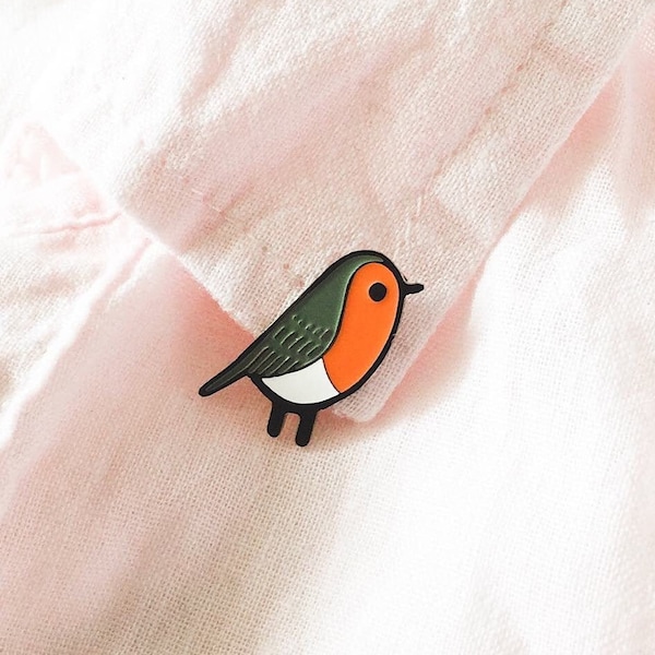 Paasspeld, Robin Emaille Pin, Redbreast Pin, Cute Bird Pin, Bird Lover Gift, Tukoni