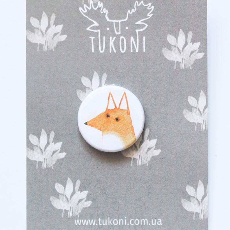Fox Pin Fox Badge Fox Button Animal Button Badge Pin Red Fox Jewelry ...