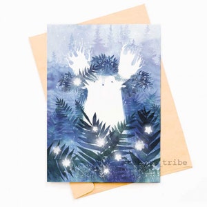 Carte postale Fern Tukoni, carte postale à l’aquarelle, Illustration de fougère, Carte postale d’esprit de forêt, carte stationnaire mignonne, cartes de voeux, créature de fantaisie