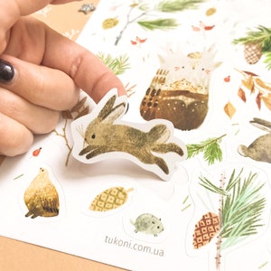 dierenstickers tukoni STICERS Patrijs natuurstickers bosstickers hertenstickers schattige stickers bladplanner stickers natuur konijntje