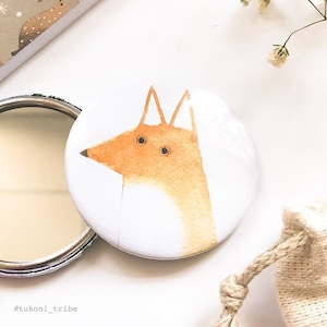 Fox Pocket Mirror, Purse Mirror, Handbag Makeup Mirror, Cute Pocket Mirror