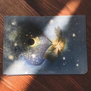 Postcard Moth Nyx, Fantasy Illustration Greeting Card, Magical Illustration Mini Print, Small Gift for Friend, Tukoni, P2113