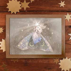 Moth Iris Star Illustration Print: Cottagecore Magic Art