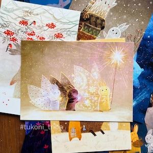 Conjunto de cartões de Natal Tukoni Moth, cartões comemorativos, conjunto de cartões postais Moth, cartões de presente de ano novo, cartões de Natal Fairy, cartão de boas festas