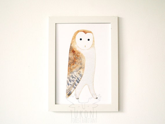 Beautiful Barn Owl Poster Black and White Print A4 Size Picture