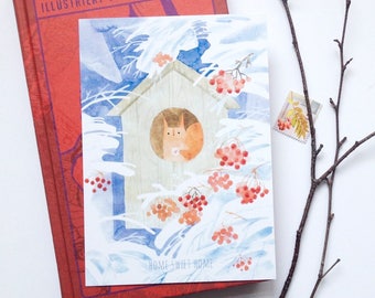 Squirrel At Home Postcard, Watercolor Illustration Postcard, Christmas Card, New Year Postcard, Cute Postcard Gifts, Tukoni