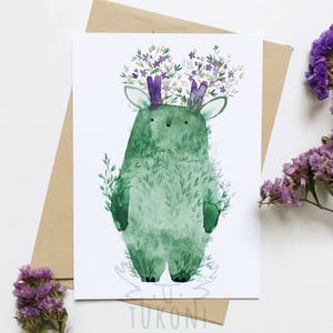 Carte postale Meadow Tukoni - Carte de fleurs violettes - Carte postale d’illustration d’aquarelle - Carte de voeux