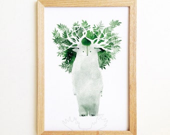 Ash Tree Tukoni Print, Watercolor Art Print, Children Illustration, Tree Spirit Poster, Nursery Wall Decor