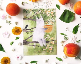 Best Time Together Postcard - Cute Wolf Postcard - Animal Postcard - Watercolor Illustrated Postcard