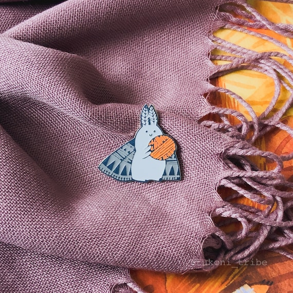 Grey Moth Enamel Pin, Knitting Ball Pin Brooch, Knitting Gifts for Women,  Tukoni 