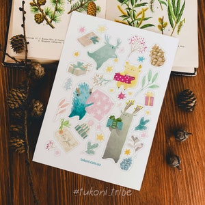Pegatinas de animales del bosque Juego de pegatinas Tukoni Vacaciones de invierno Pegatinas del bosque Hoja de pegatinas Planificador Regalo