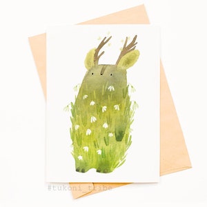 Carte postale Tukoni perce-neige, carte perce-neige, carte de vœux fleurs de printemps, carte postale de Pâques, illustration perce-neige