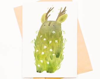 Postal de campanillas de invierno Tukoni, tarjeta de campanillas de invierno, tarjeta de felicitación con flores de primavera, postal de Pascua, ilustración de campanillas de invierno