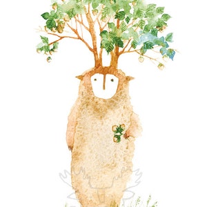 Cartel del espíritu del árbol Árbol de avellana tukoni Impresión de árbol Impresión de bosque Cartel de bosque Cartel de vivero Jardín animales vivero Impresión de avellana Naturaleza