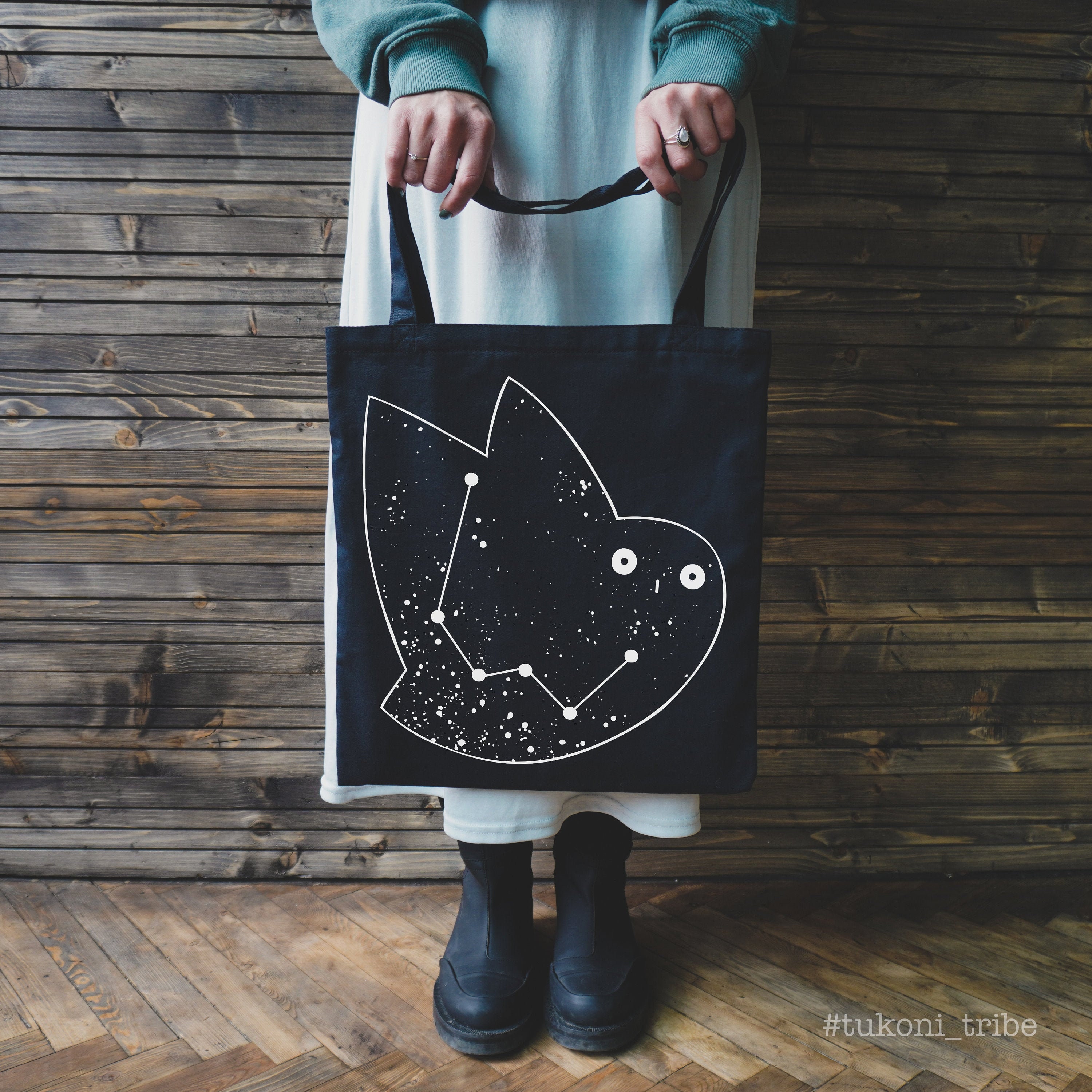 Owl Cassiopeia Books Eco Bag, Glow in the Dark, Tote Bag Canvas Womens, Owl Constellation Tote Bag, 