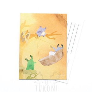 Architekten Tukoni Postkarte Tierpostkarte Niedliche Karte Grußkarte Waldfreunde Reh Geweih Waldgeist Bilderbuch