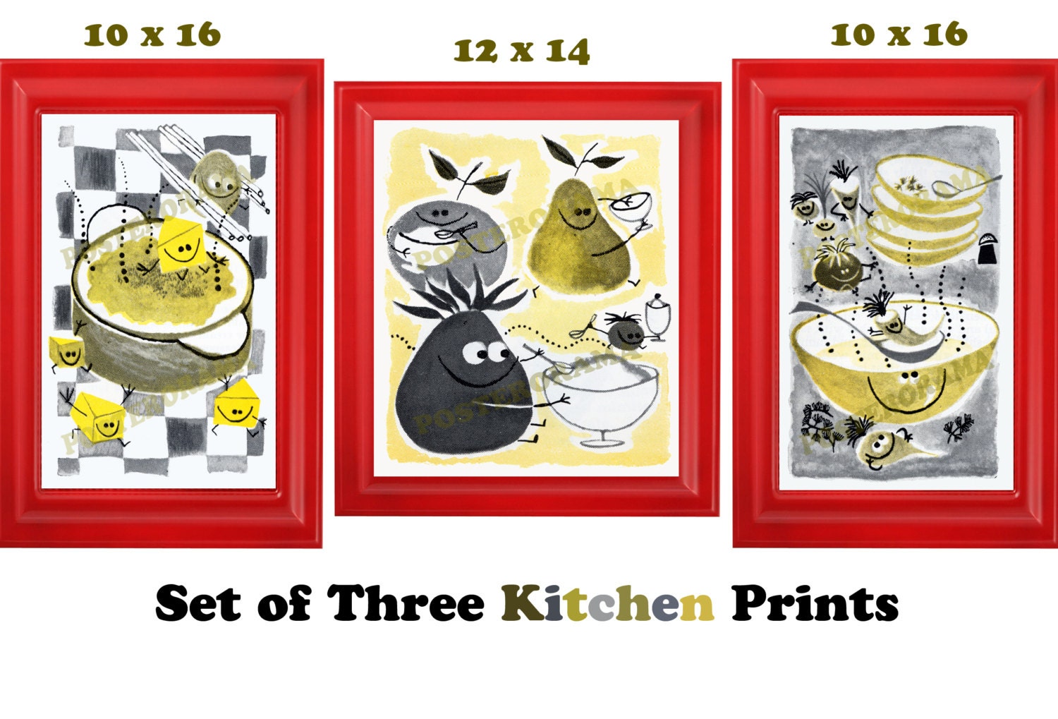 Set of 3 awesome retro Kitchen POSTERS two large 10 x 16 & one Etsy