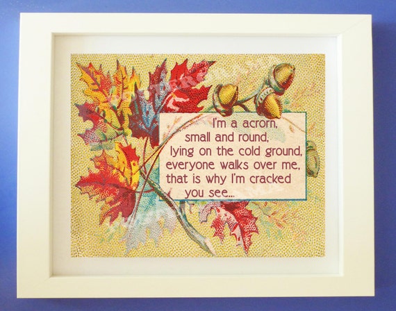 Items similar to Fall acorn Poem POSTER 8 x 10 small print on Etsy