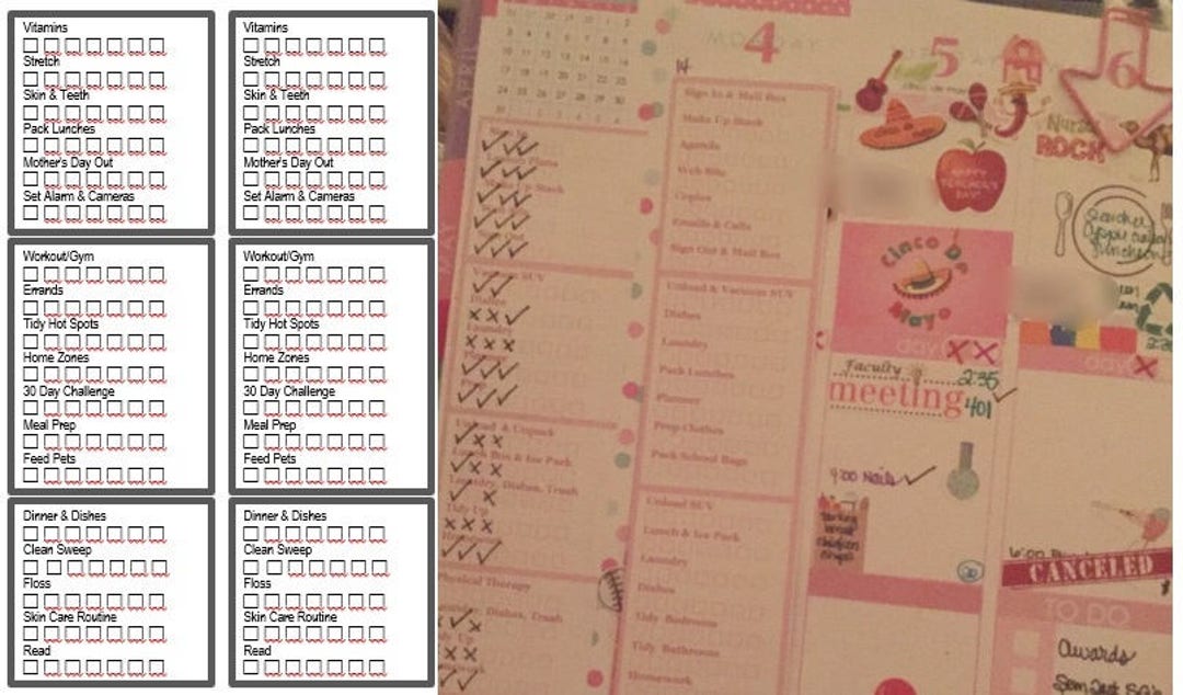 Erin Condren Life Planner Custom Habit Tracker Side Bar Stickers - Etsy