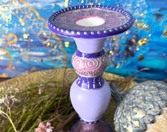 Ceramic purple candle holder, Purple color decor, Christmas gift, Provence style, Room decor, Table decor, Cozy gift, Unique collectible