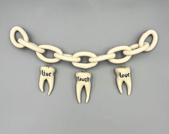 Live, Laugh, Love Ceramic Teeth Chain