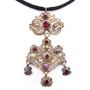 Antique Austro Hungarian Pendant Gilt Silver Filigree