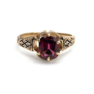 Antique 10k Rose Gold Garnet Ring Taille D’Epargne January Birthstone Size 5.5