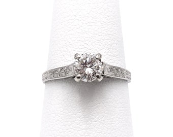 Platinum Ring Transitional Cut Solitaire Diamond Ring