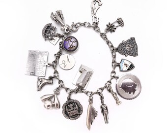 Vintage Charm Bracelet Sterling Silver Philadelphia  1960s Americana Nostalgia 44.69g