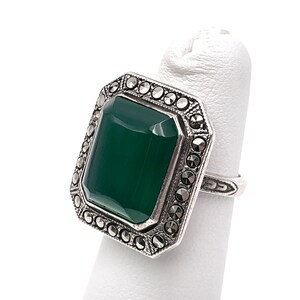Art Deco Sterling Ring Krysopras Markasit bild 6