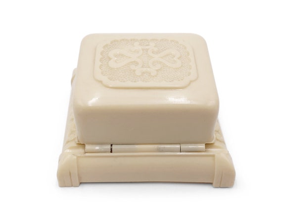Vintage Ring Presentation Box Cream Celluloid and… - image 5