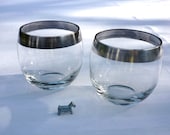 Roly Poly Glasses - Dorothy Thorpe Style - Sterling Silver Rims - 8 oz. - Two - Mad Men