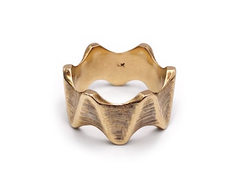 Eternity Ring 14k Gold Breite Zick Zack Modernist Band