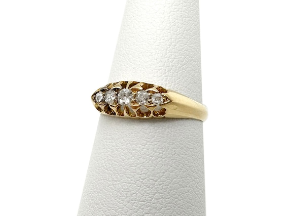Antique 18k Gold Ring Old Mine Cut Diamonds