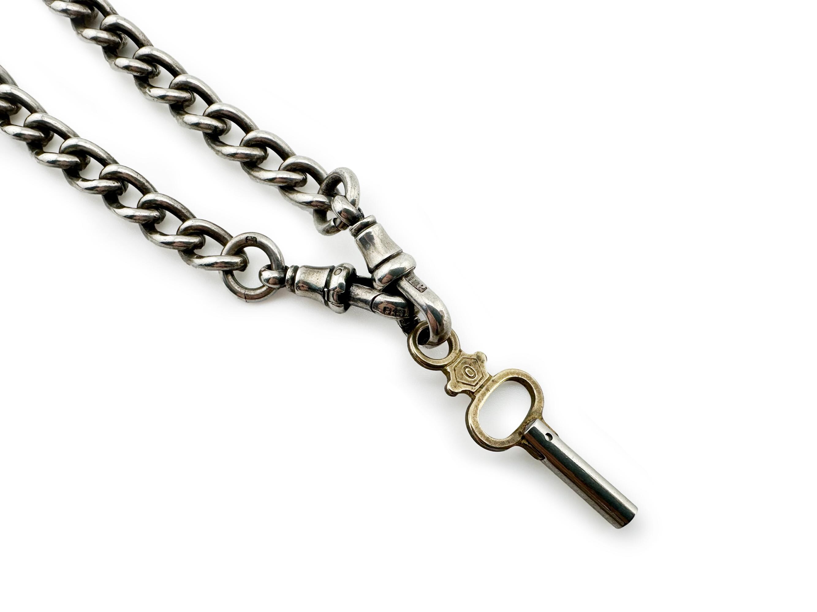 Antique Edwardian Sterling Silver Albert Watch Chain - Etsy