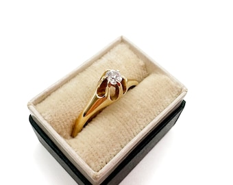 Antique 14k Gold Ring Mine Cut Diamond