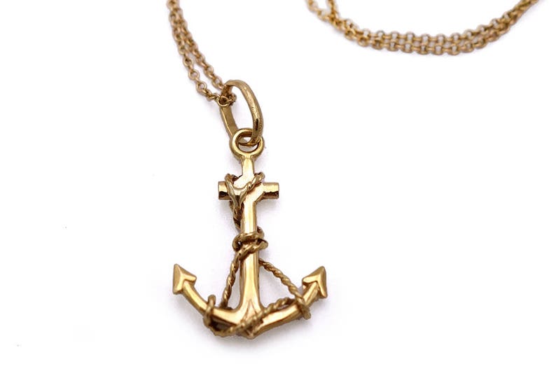 Vintage 18k Gold Anchor Pendant Fouled Charm Victorian Image 0