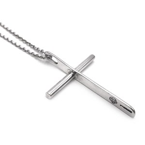 Sam Kramer Sterling Silver Large Modernist Cross Mushroom Mark on Sterling Chain 9.10g