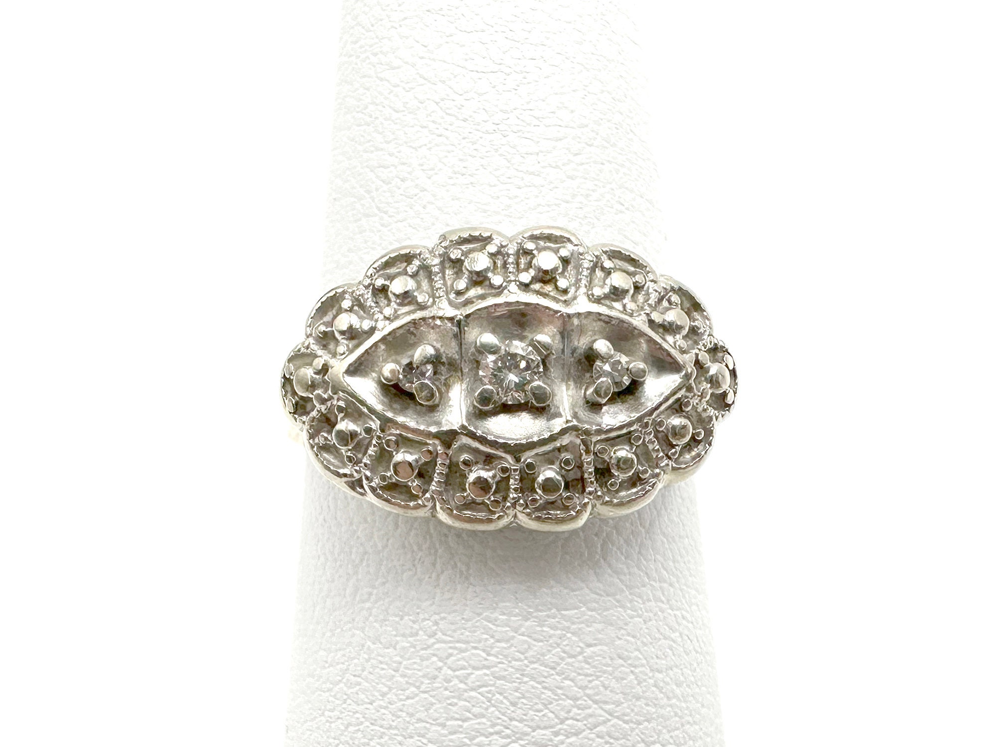Princess Ring 14k Bi color Gold and Diamonds Vintage 14k 1950s