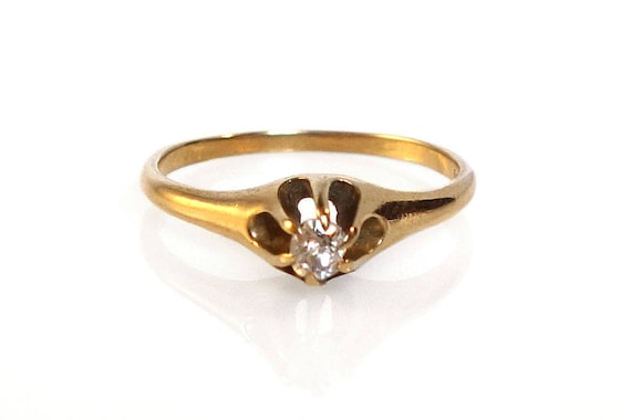 Antique 14k Gold Mine Cut Diamond Ring High Mount… - image 2